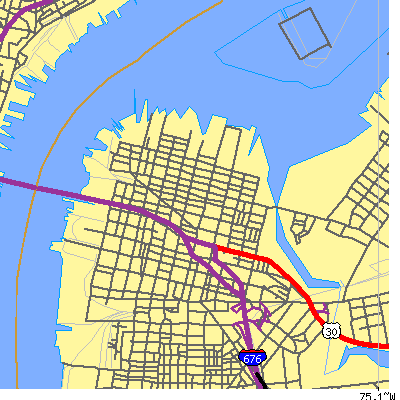 Zip code 08102 close-up map