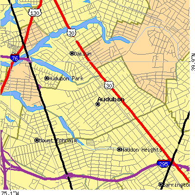 Zip code 08106 close-up map