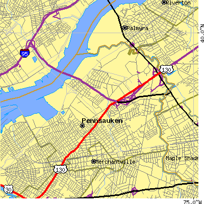 Zip code 08110 close-up map