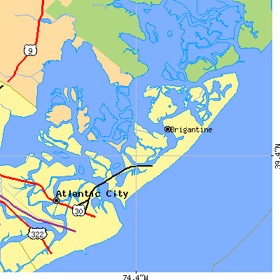 Zip code 08203 close-up map
