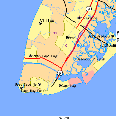 Zip code 08204 close-up map
