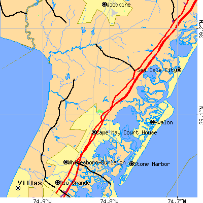 Zip code 08210 close-up map