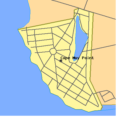 Zip code 08212 close-up map