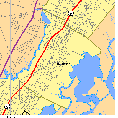 Zip code 08221 close-up map