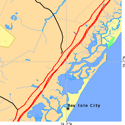 Zip code 08230 close-up map