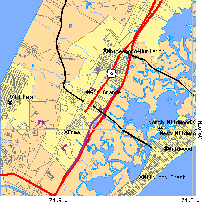 Zip code 08242 close-up map