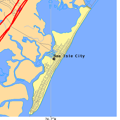 Zip code 08243 close-up map
