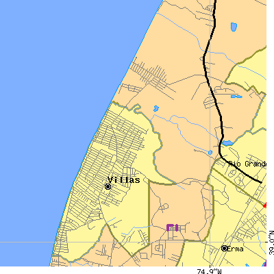 Zip code 08251 close-up map