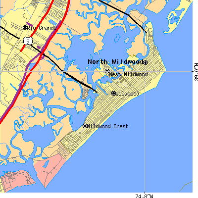 Zip code 08260 close-up map