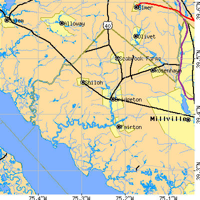 Zip code 08302 close-up map