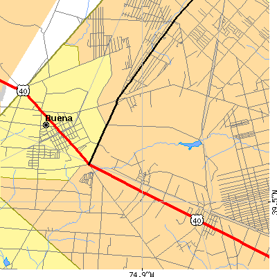 Zip code 08310 close-up map