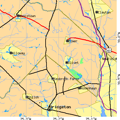 Zip code 08318 close-up map