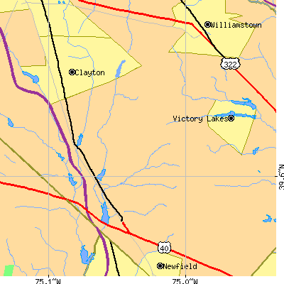 Zip code 08322 close-up map