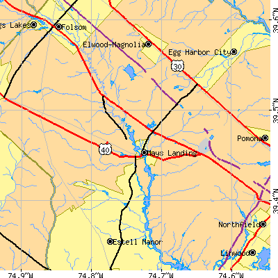 Zip code 08330 close-up map