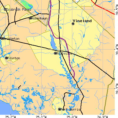 Zip code 08332 close-up map