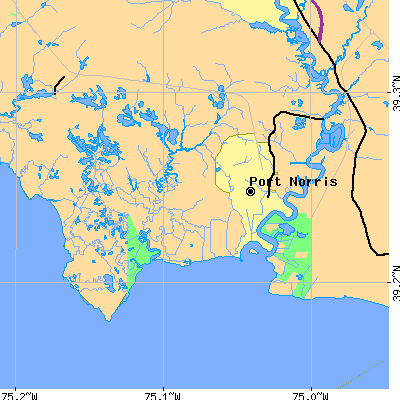 Zip code 08349 close-up map