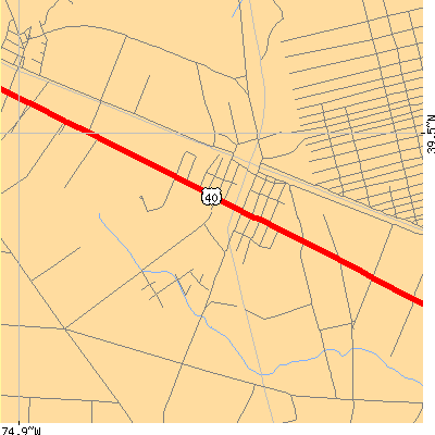 Zip code 08350 close-up map