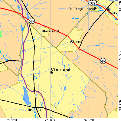 Zip code 08360 close-up map