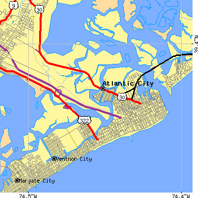 Zip code 08401 close-up map