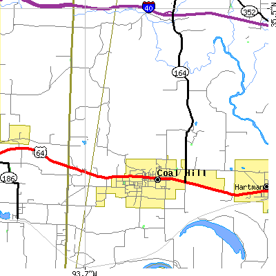 Zip code 72832 close-up map
