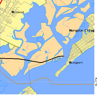 Zip code 08403 close-up map