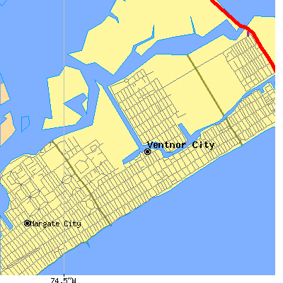 Zip code 08406 close-up map