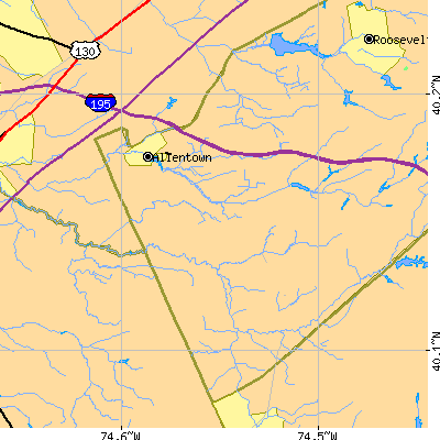 Zip code 08501 close-up map