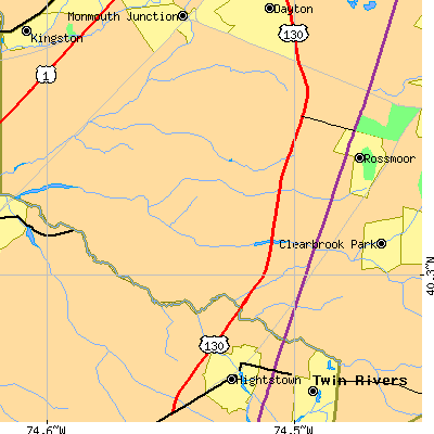 Zip code 08512 close-up map