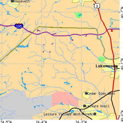Zip code 08527 close-up map
