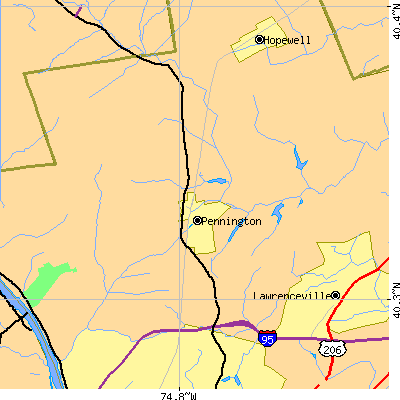 Zip code 08534 close-up map