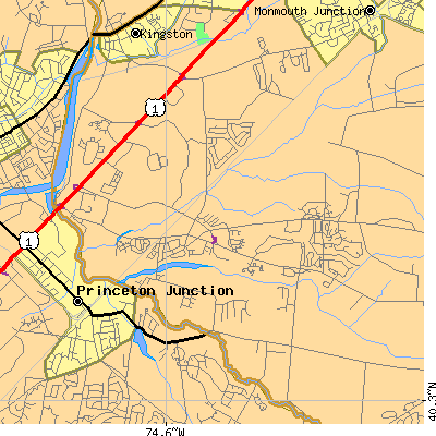 Zip code 08536 close-up map