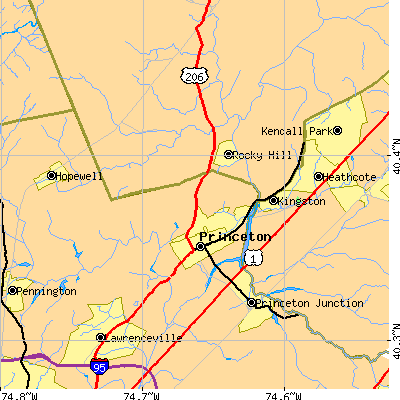 Zip code 08540 close-up map