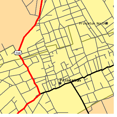 Zip code 08542 close-up map
