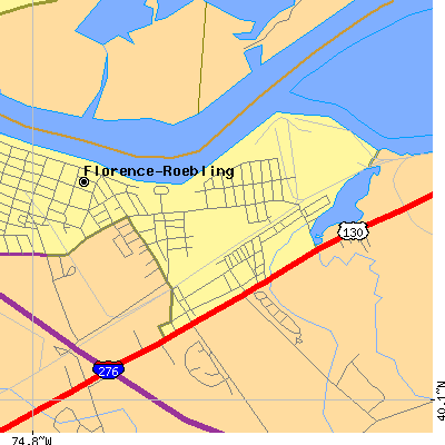 Zip code 08554 close-up map