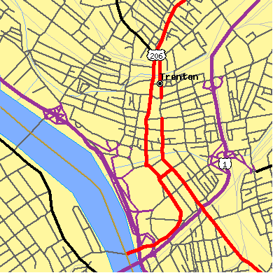 Zip code 08608 close-up map