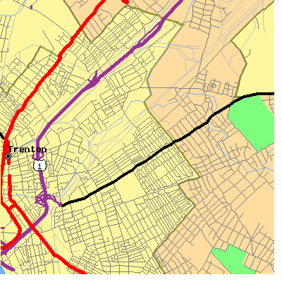 Zip code 08609 close-up map