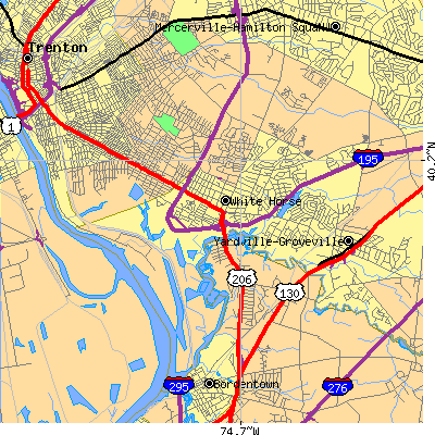 Zip code 08610 close-up map