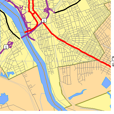 Zip code 08611 close-up map