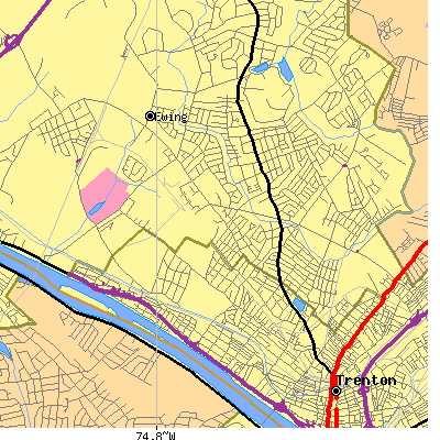 Zip code 08618 close-up map