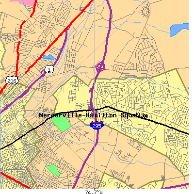 Zip code 08619 close-up map