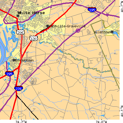 Zip code 08620 close-up map