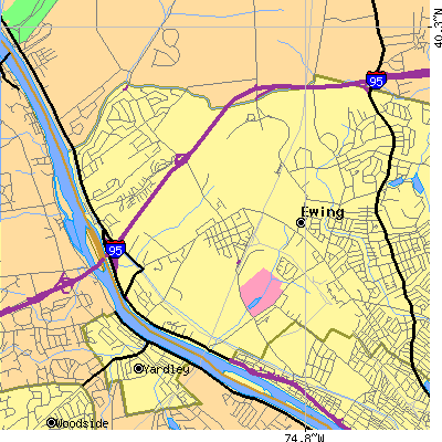 Zip code 08628 close-up map