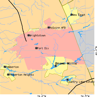 Zip code 08640 close-up map