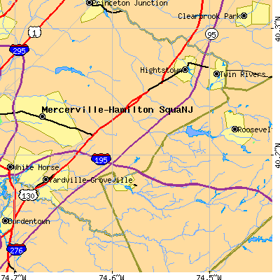 Zip code 08691 close-up map