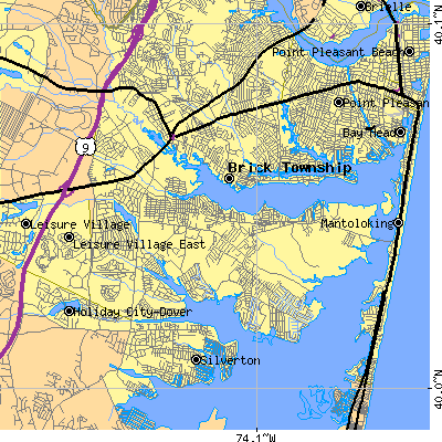 Zip code 08723 close-up map