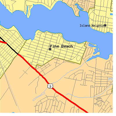 Zip code 08741 close-up map