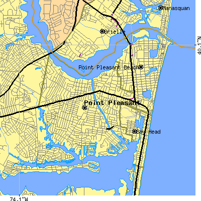 Zip code 08742 close-up map