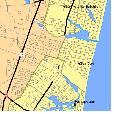 Zip code 08750 close-up map