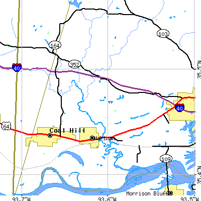 Zip code 72840 close-up map