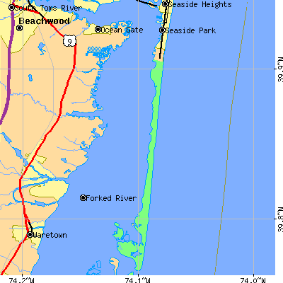 Zip code 08752 close-up map